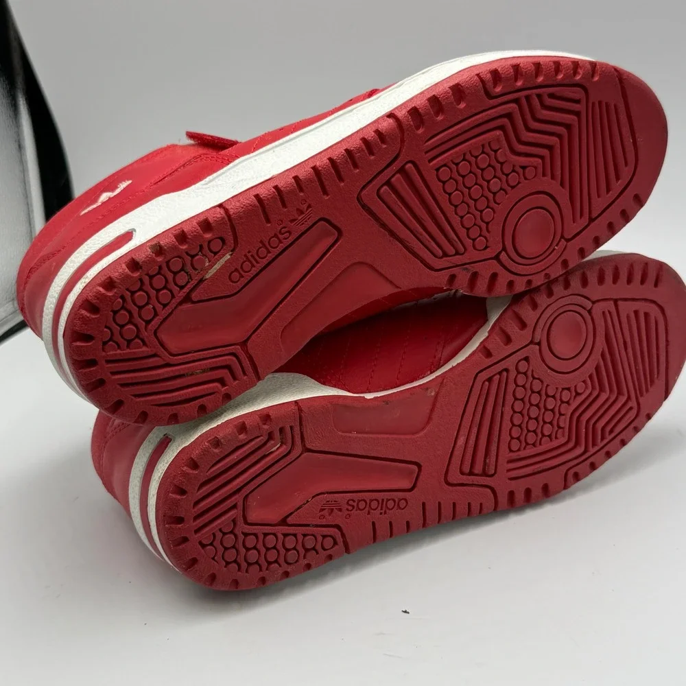 Vintage 1980s Adidas High Top Sneakers Red Leather Trefoil Strap Shoes Size US 6